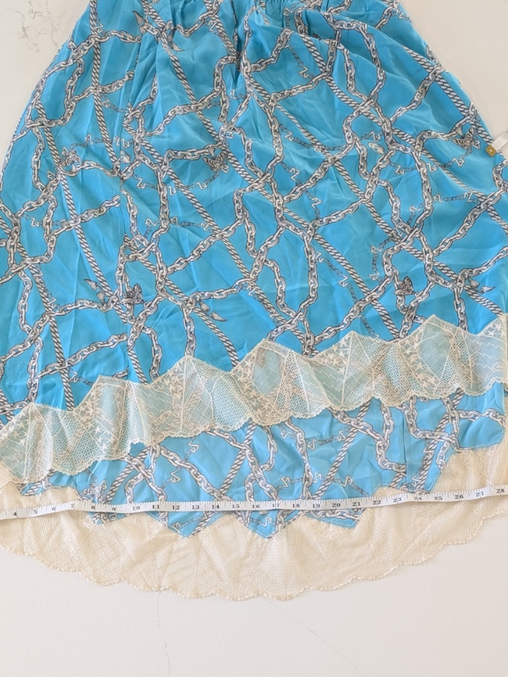 ZADIG & VOLTAIRE Joslin Silk Skirt Teal Chain Print Size L IT 42 NWT Lace Midi - Picture 11 of 11